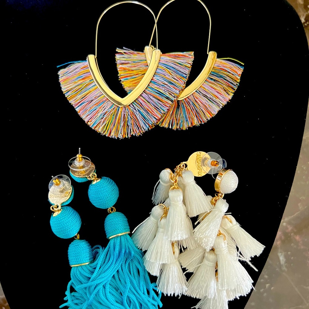 Lot of (3) SUGARFIX Fringe Tassel Earrings